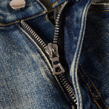 High-Street Distressed Patches Slim-Fit Stretch Jeans