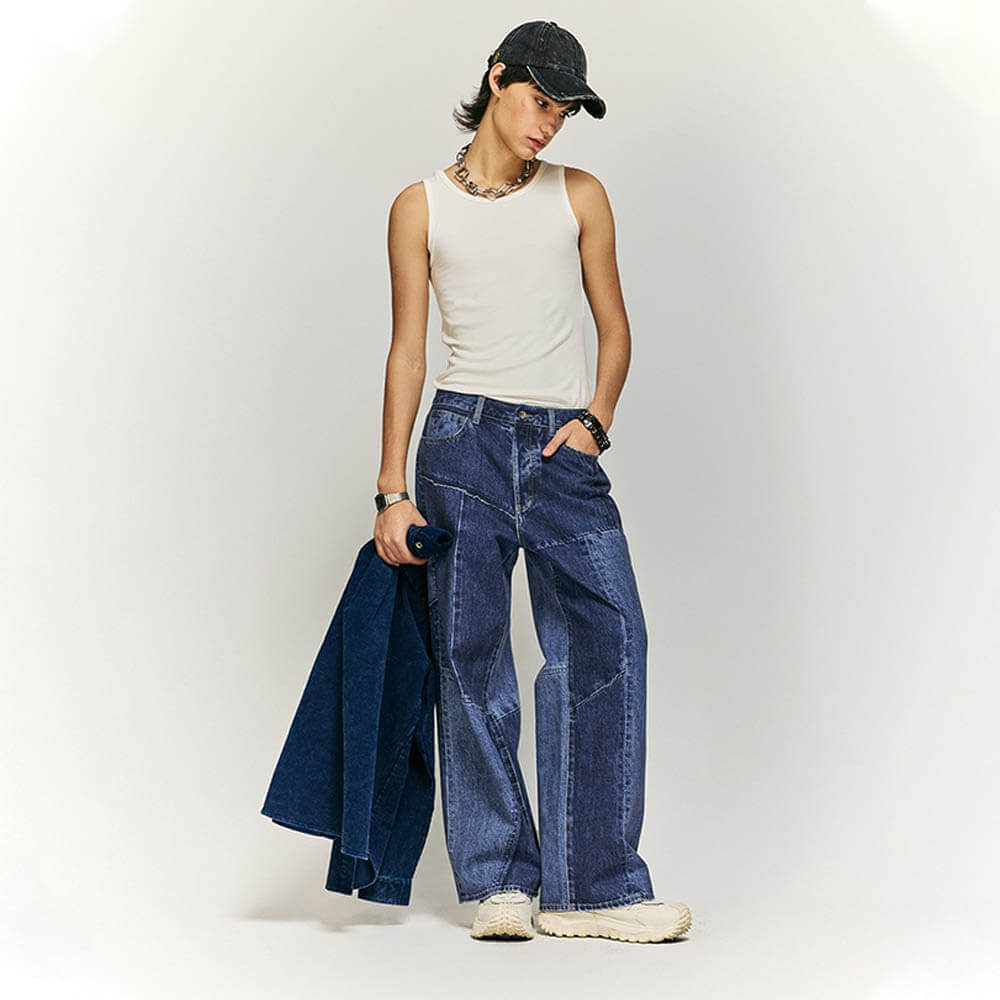 High Street Distressed Loose Straight Cotton Pants | Gthic.com
