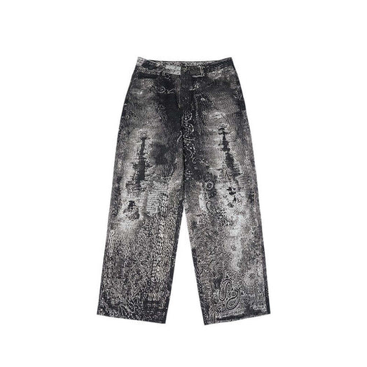 High Street Distressed Loose Straight Cotton Pants | Gthic.com