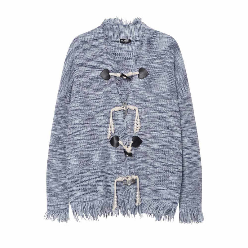 High Street Mixed Color Tassel Knot Button Cardigan | Gthic.com