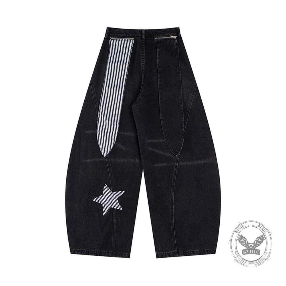 Pantalon Punk Homme en Coton Imprimé Crâne Patch
