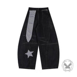 High Street Patchwork Star Rabbit Ear Scimitar Jeans