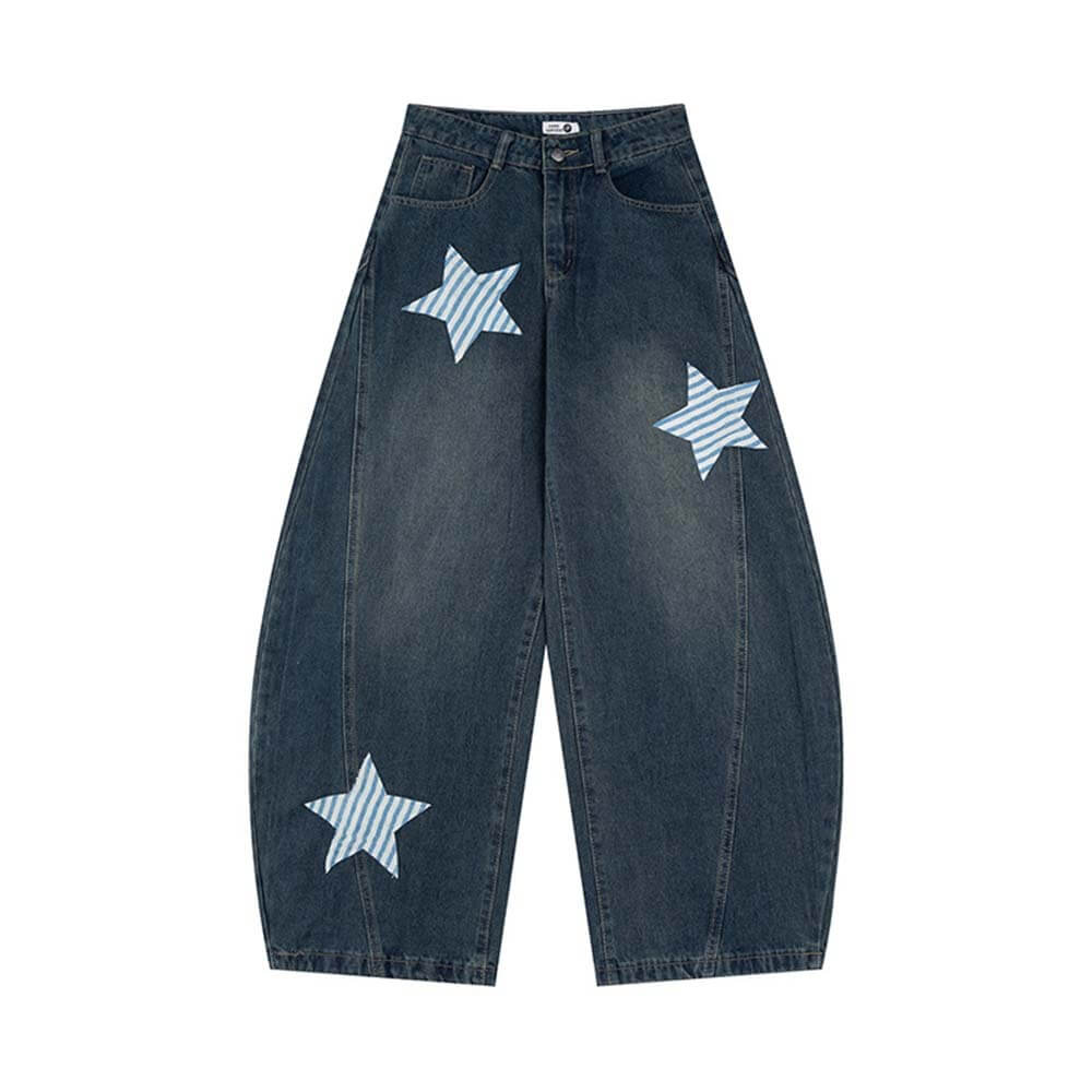 High Street Patchwork Star Rabbit Ear Scimitar Jeans | Gthic.com