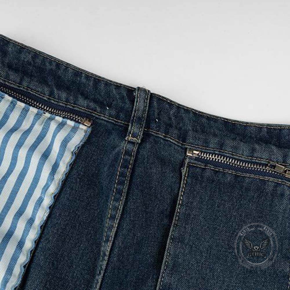 Pantalon Punk Homme en Coton Imprimé Crâne Patch