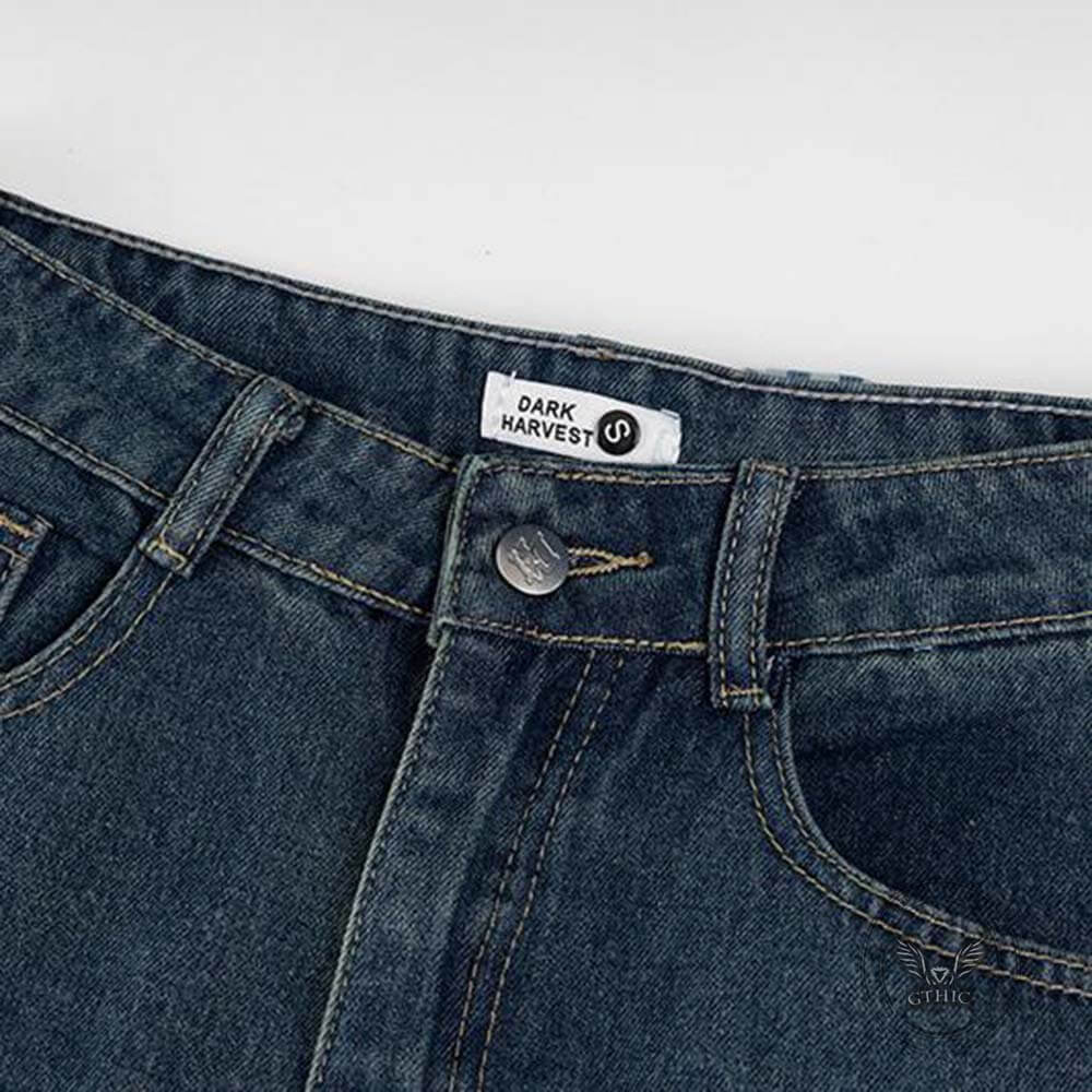 Pantalon Punk Homme en Coton Imprimé Crâne Patch