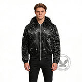 High Street Punk Detachable Fur Collar Flight Jacket | Gthic.com