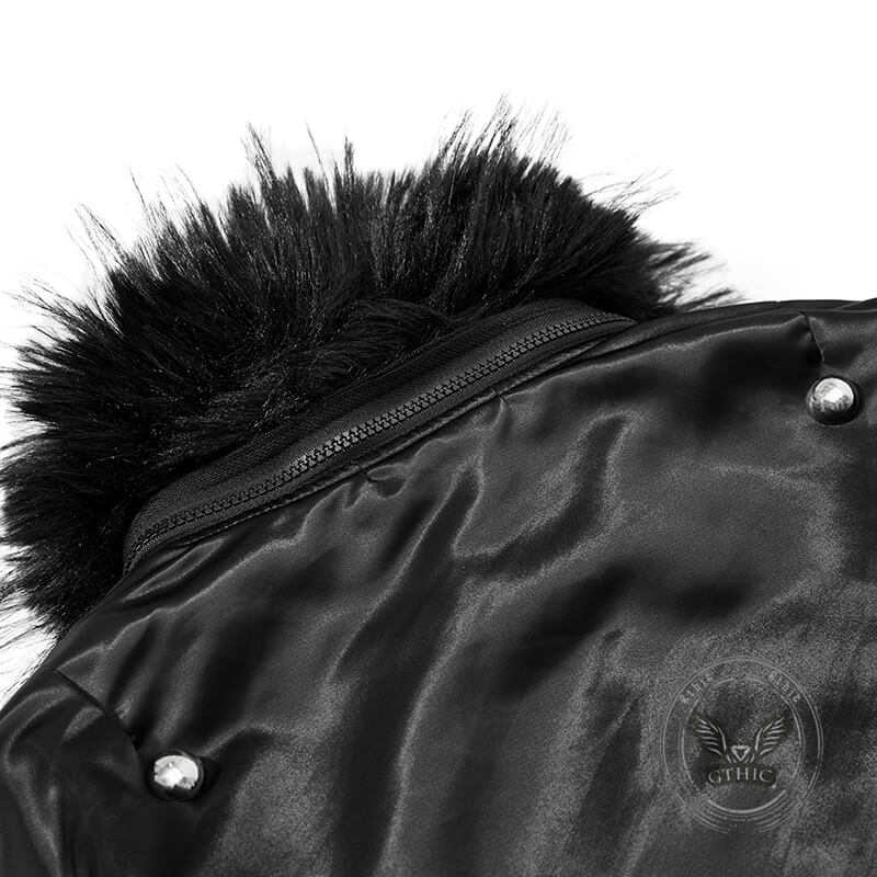 High Street Punk Detachable Fur Collar Flight Jacket