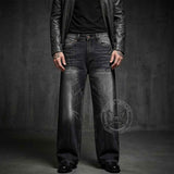 High Street Washed American Wide-Leg Denim Jeans | Gthic.com