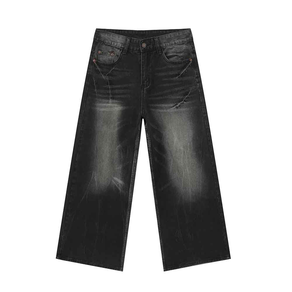 High Street Washed American Wide-Leg Denim Jeans | Gthic.com
