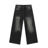 High Street Washed American Wide-Leg Denim Jeans | Gthic.com