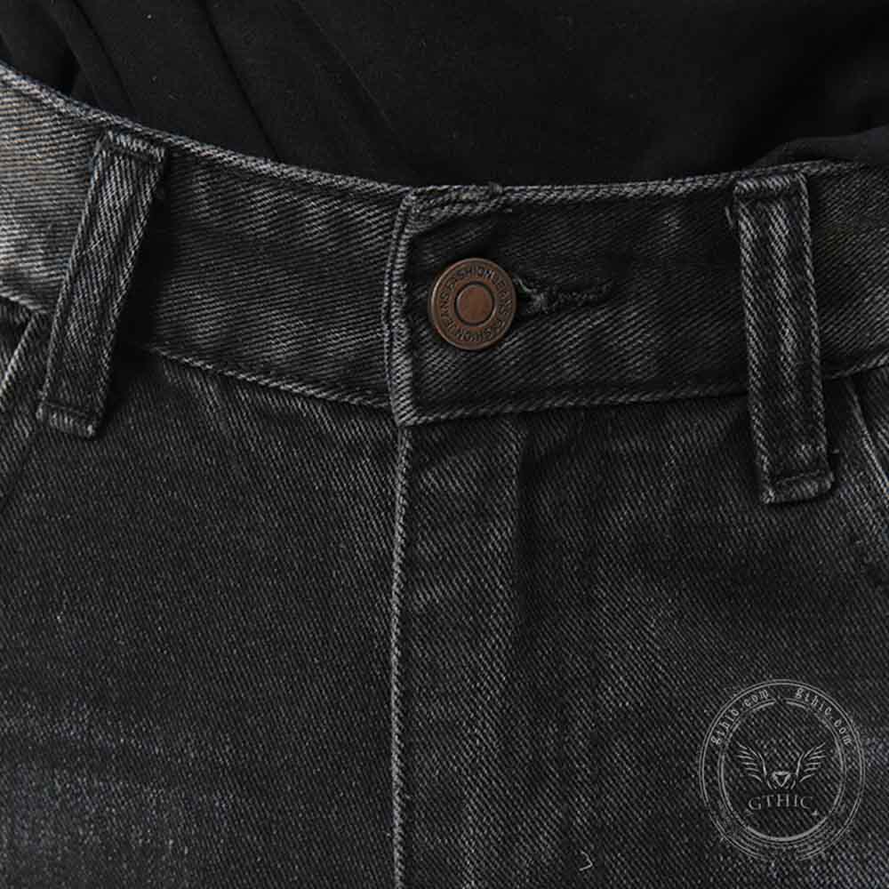 High Street Washed American Wide-Leg Denim Jeans