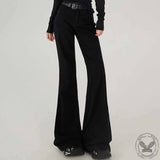 High Waist Flared Solid Color Pants | Gthic.com