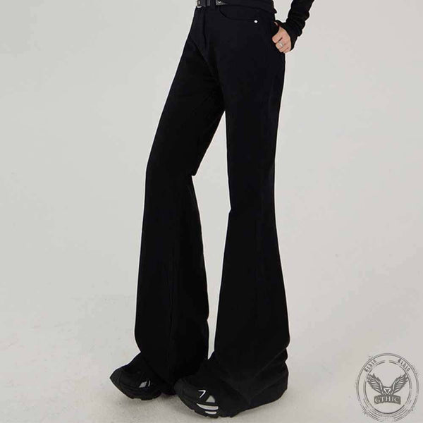 High Waist Flared Solid Color Pants | Gthic.com