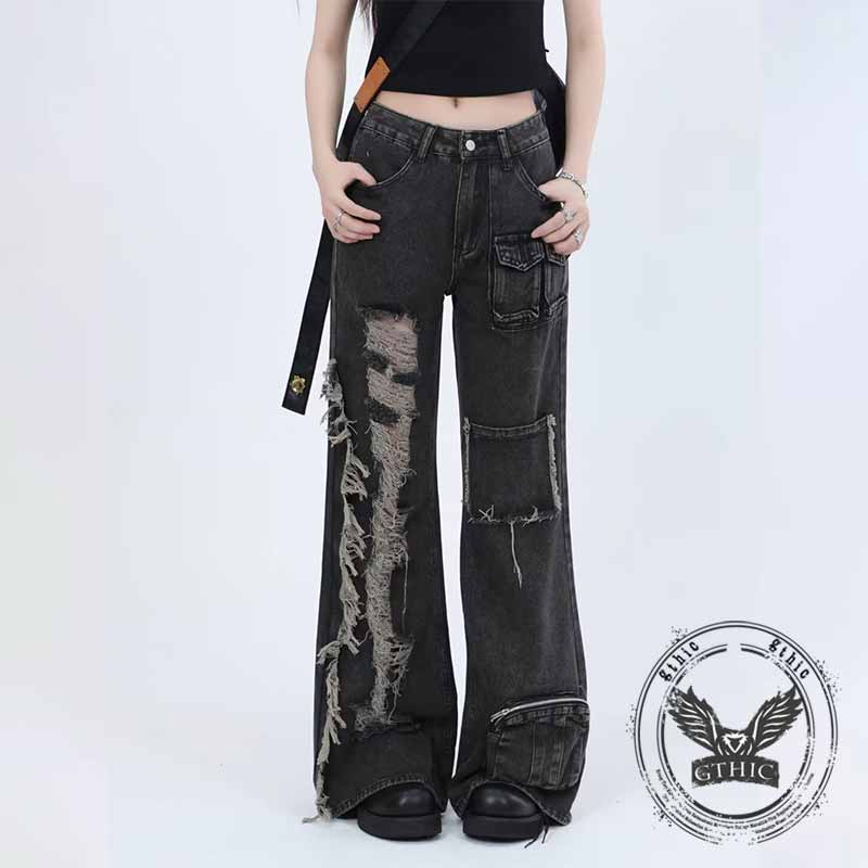 Hip-Hop American High Street Ripped Beggar Jeans | Gthic.com