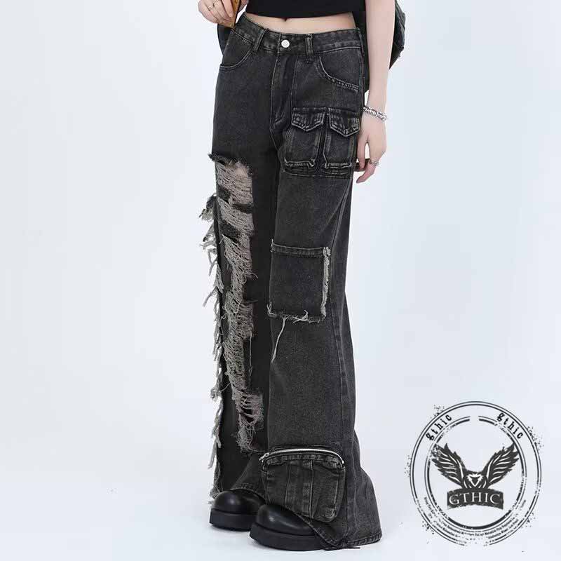 Hip-Hop American High Street Ripped Beggar Jeans | Gthic.com
