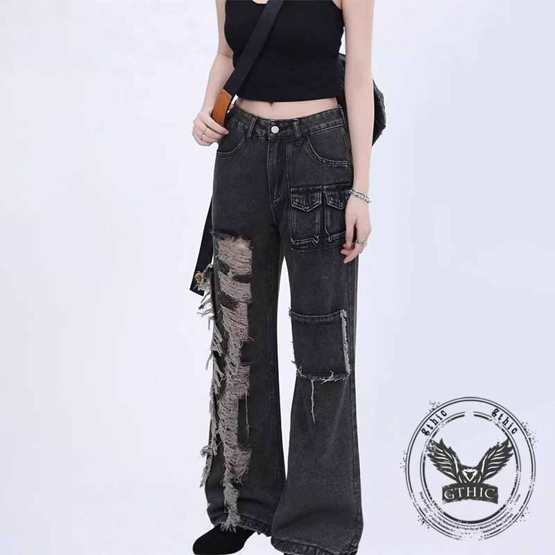 Hip-Hop American High Street Ripped Beggar Jeans | Gthic.com