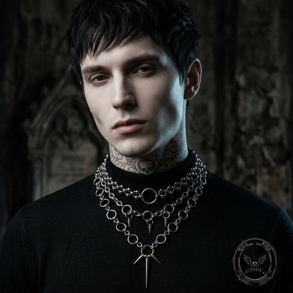 Hip-Hop Punk Spiked Multi-Layered Stainless Steel Necklace – GTHIC
