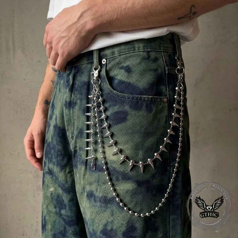 Hip-Hop Spiked Design Double Layer Alloy Pants Chain