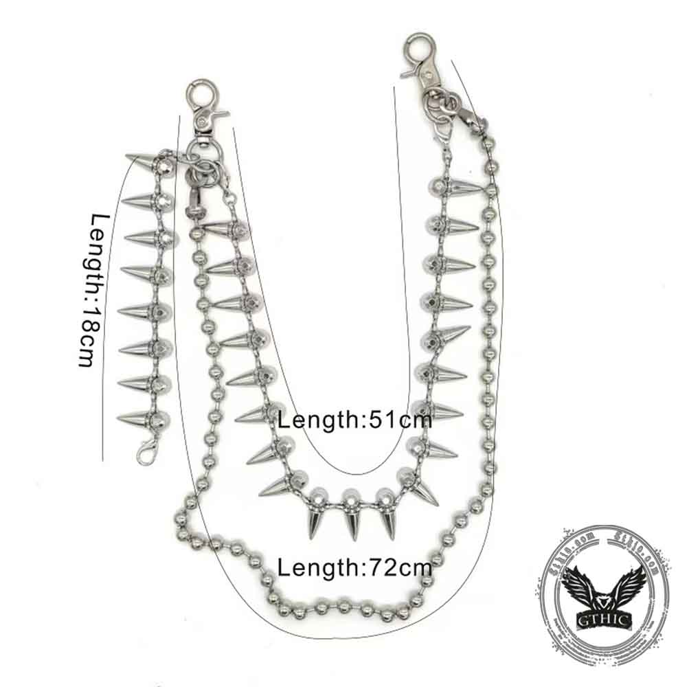 Hip-Hop Spiked Design Double Layer Alloy Pants Chain