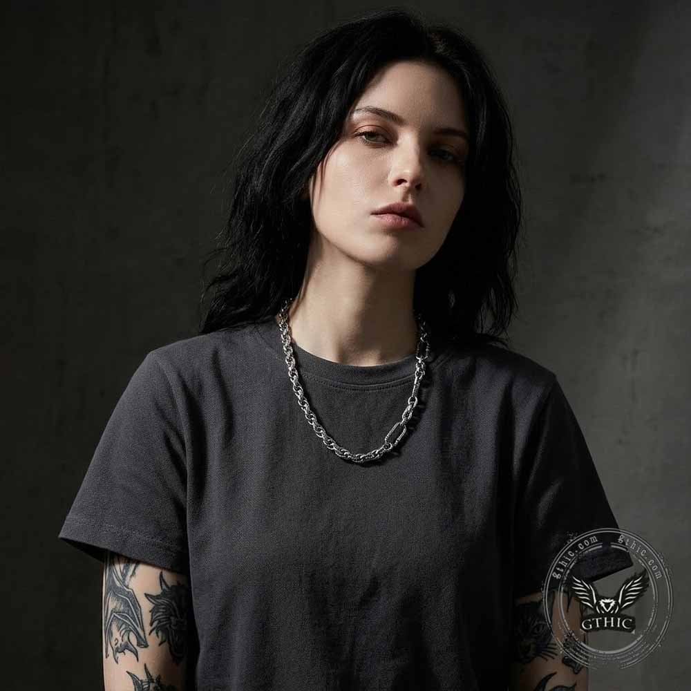 Hip-Hop Splicing Stainless Steel Clavicle Necklace | Gthic.com