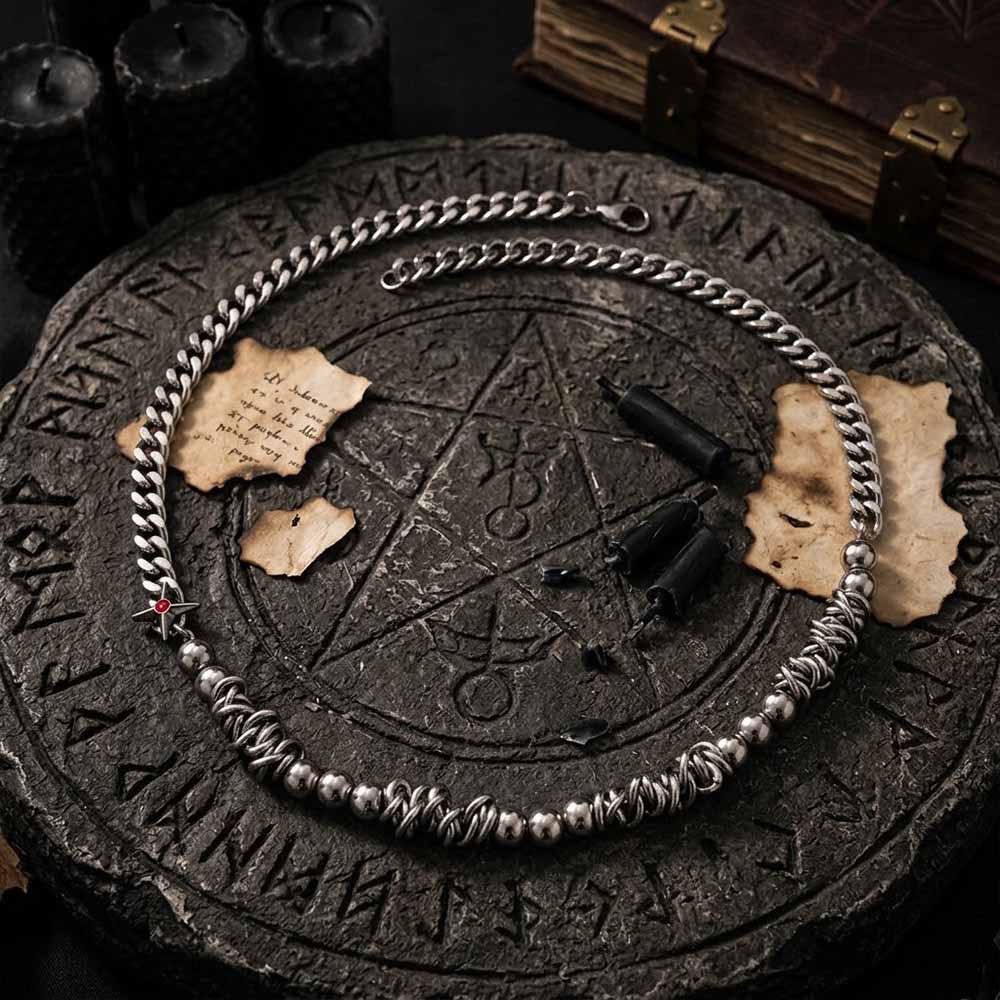 Hip-Hop Splicing Stainless Steel Clavicle Necklace | Gthic.com