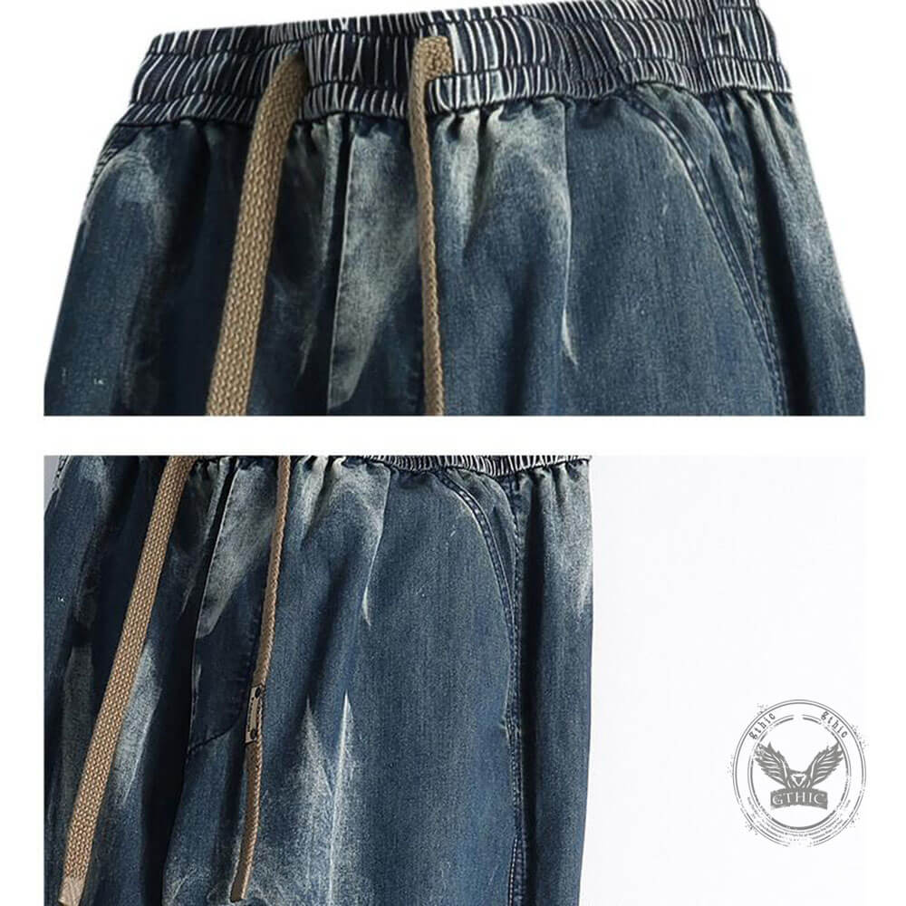Hip-Hop Tie-Dye Gradient Design Wide-Leg Jeans