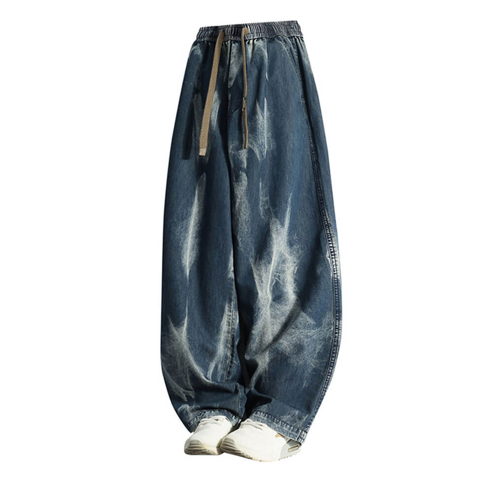 Hip-Hop Tie-Dye Gradient Design Wide-Leg Jeans