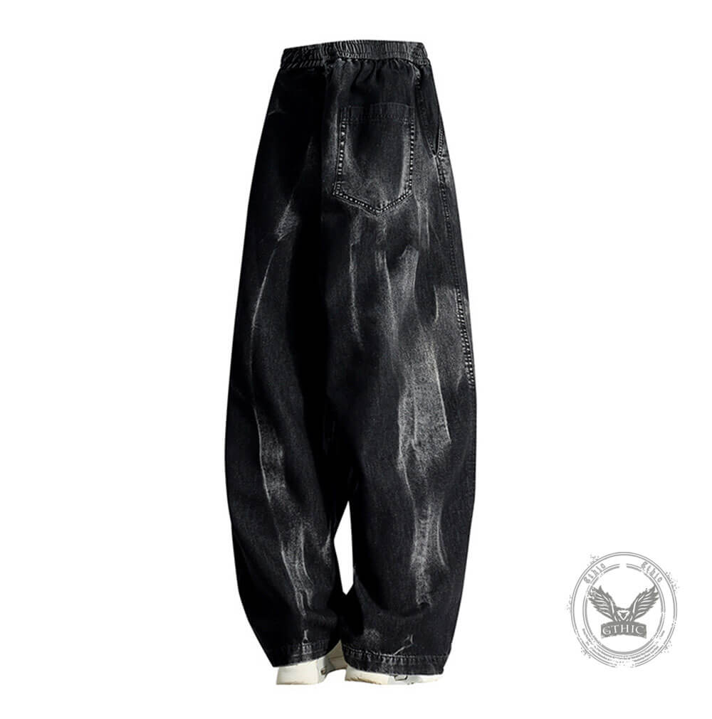 Hip-Hop Tie-Dye Gradient Design Wide-Leg Jeans
