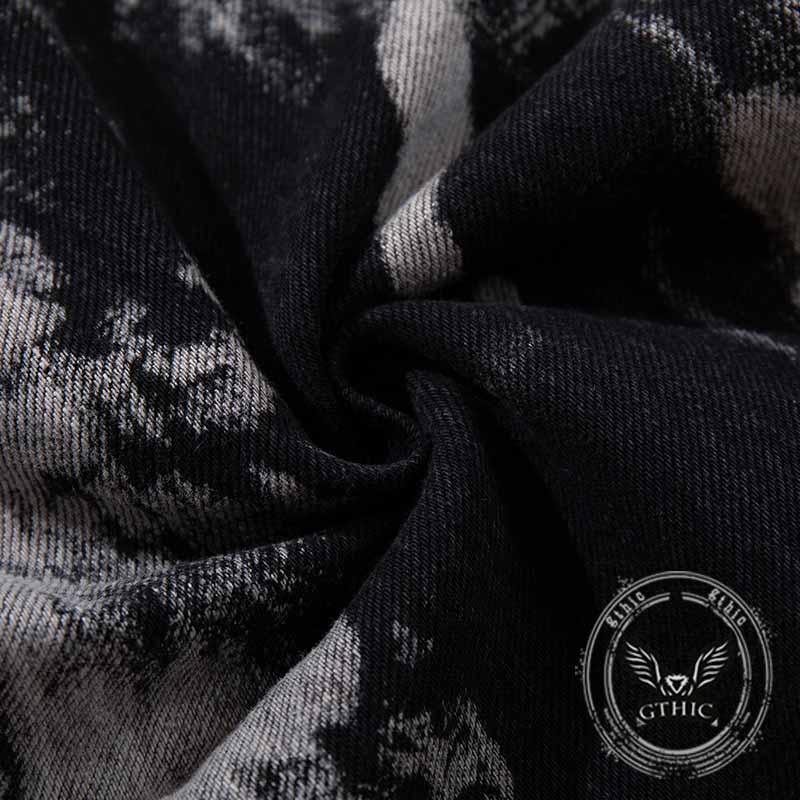 Hip-Hop Tie-Dye Gradient Distressed Straight Jeans