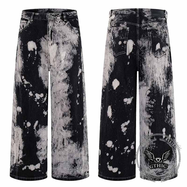 Hip-Hop Tie-Dye Gradient Distressed Straight Jeans | Gthic.com