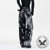 Hip-Hop Tie-Dye Gradient Distressed Straight Jeans | Gthic.com