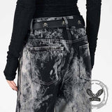 Hip-Hop Tie-Dye Gradient Distressed Straight Jeans | Gthic.com