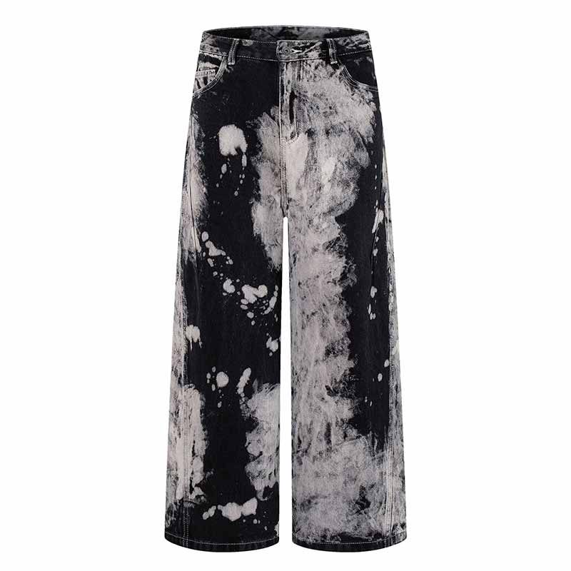 Pantaloni punk da uomo in cotone con stampa teschio patch