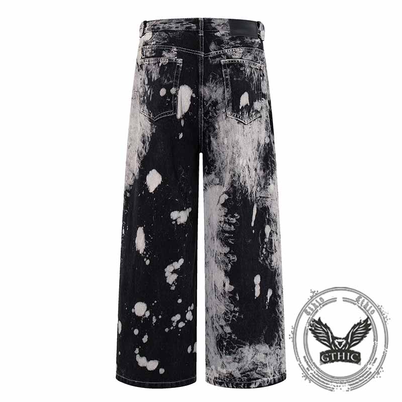 Pantaloni punk da uomo in cotone con stampa teschio patch