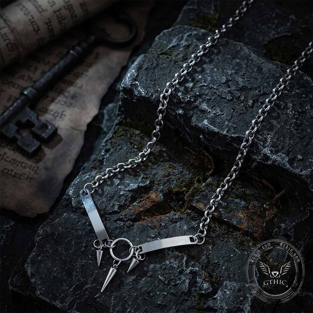 Hip-Hop Triple-Spike Stainless Steel Necklace | Gthic.com