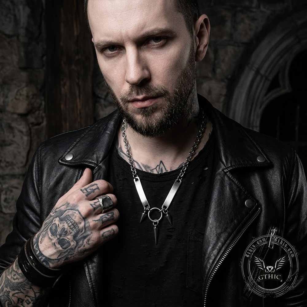 Hip-Hop Triple-Spike Stainless Steel Necklace | Gthic.com