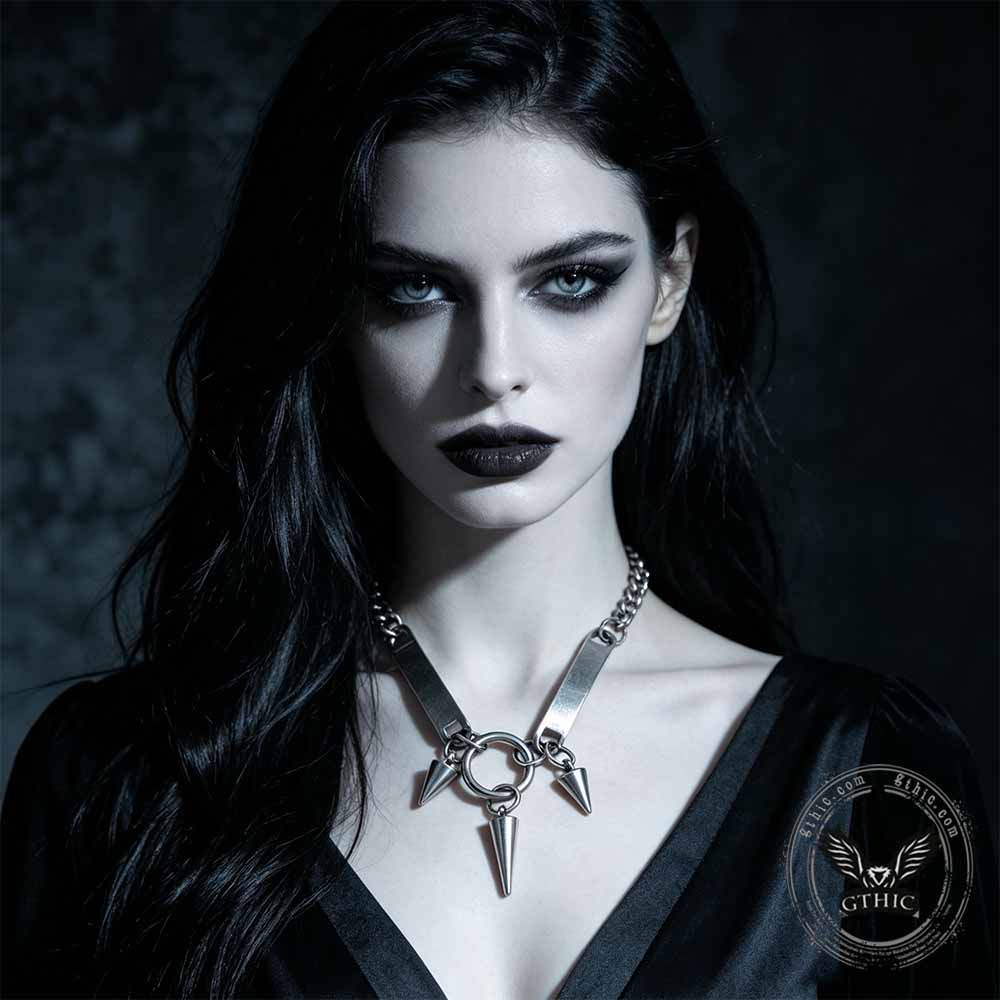 Hip-Hop Triple-Spike Stainless Steel Necklace | Gthic.com