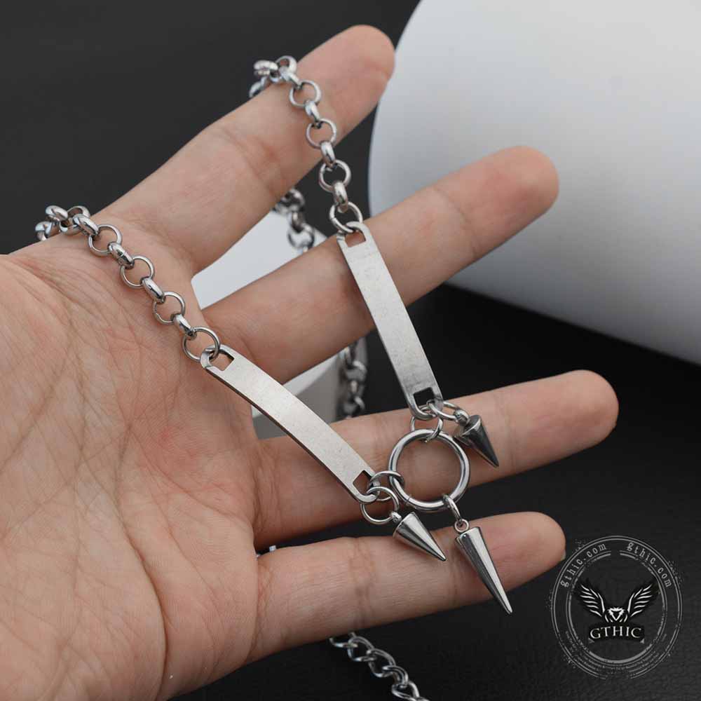 Hip-Hop Triple-Spike Stainless Steel Necklace