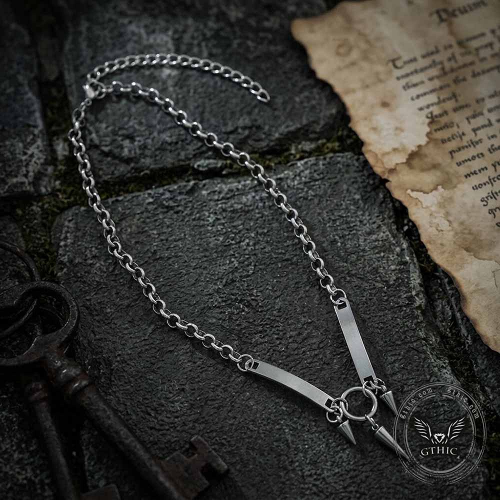 Hip-Hop Triple-Spike Stainless Steel Necklace
