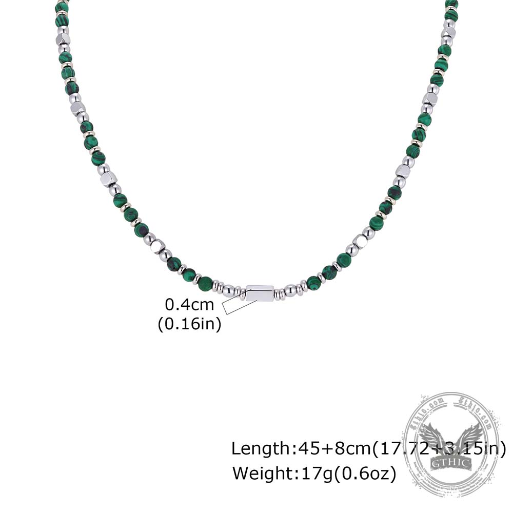 Hip-Hop Turquoise Bead Splicing Stainless Steel Necklace