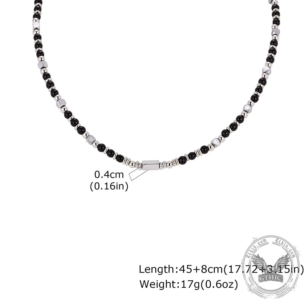 Hip-Hop Turquoise Bead Splicing Stainless Steel Necklace