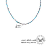 Hip-Hop Turquoise Bead Splicing Stainless Steel Necklace
