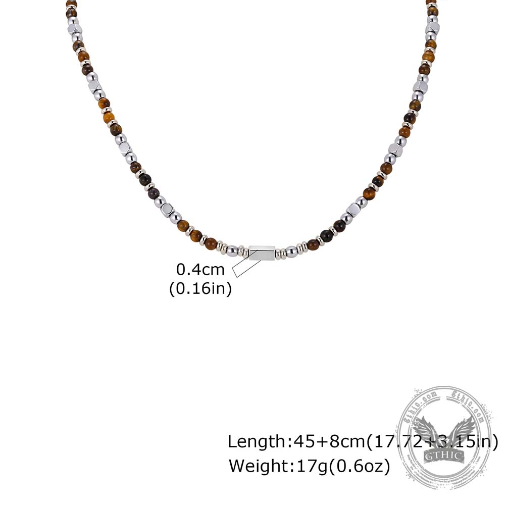 Hip-Hop Turquoise Bead Splicing Stainless Steel Necklace