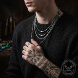 Hip-Hop Turquoise Bead Splicing Stainless Steel Necklace | Gthic.com