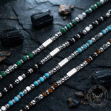 Hip-Hop Turquoise Bead Splicing Stainless Steel Necklace