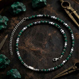 Hip-Hop Turquoise Bead Splicing Stainless Steel Necklace