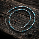 Hip-Hop Turquoise Bead Splicing Stainless Steel Necklace