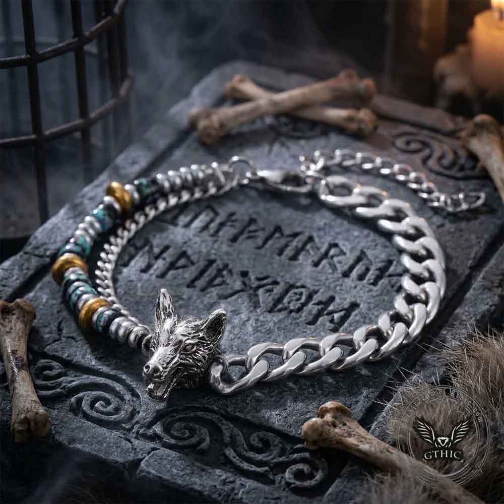 Hip-Hop Wolf Head Stainless Steel Bracelet | Gthic.com
