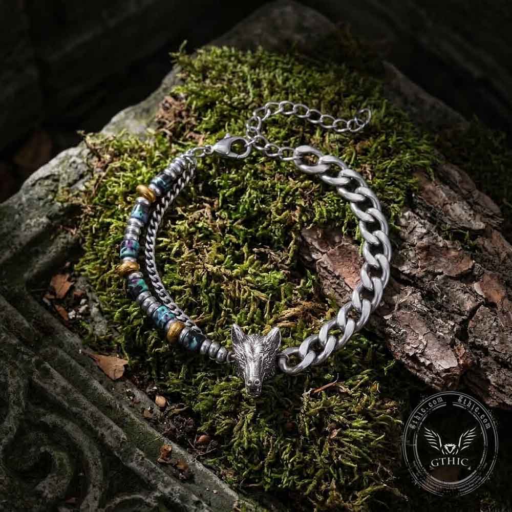 Hip-Hop Wolf Head Stainless Steel Bracelet | Gthic.com