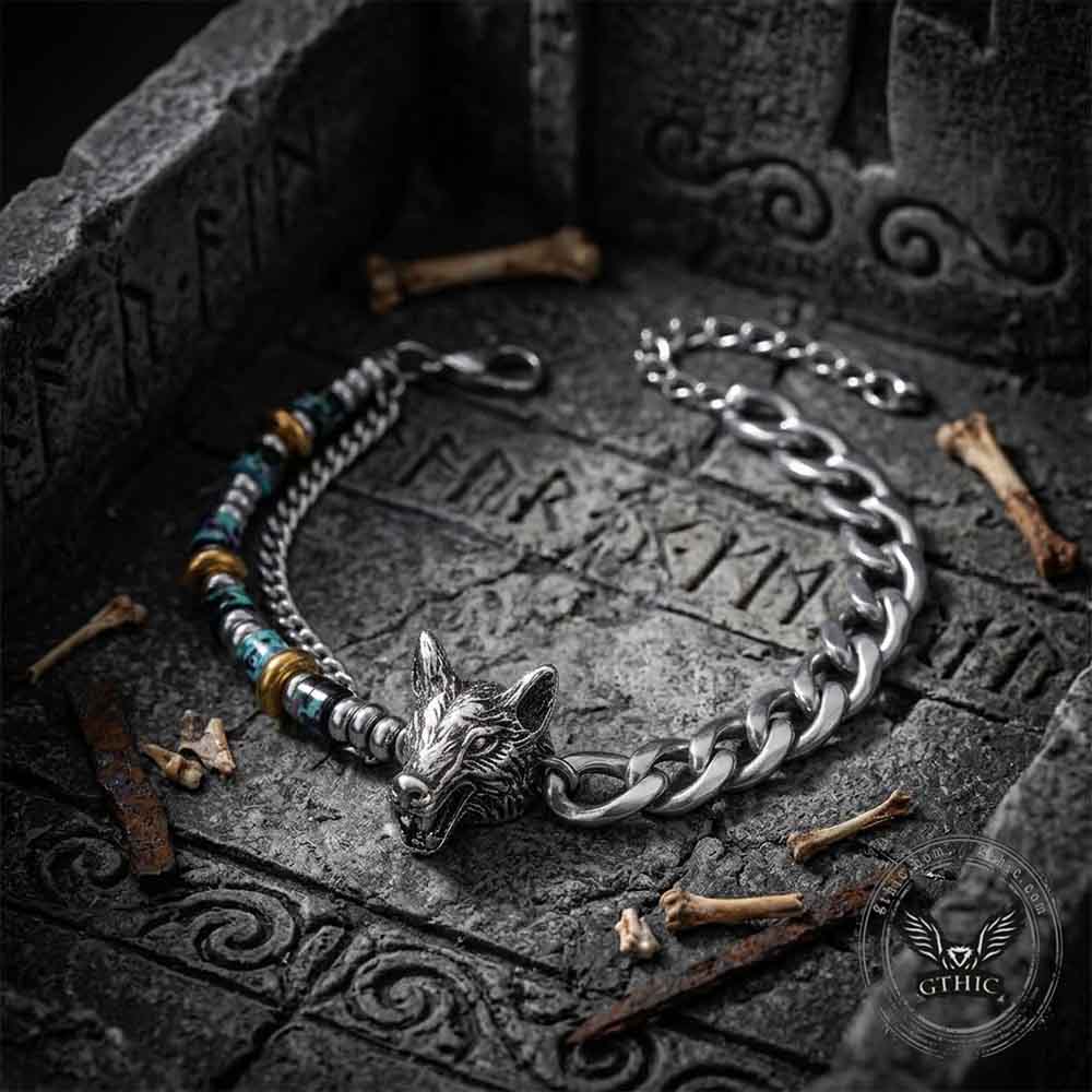 Hip-Hop Wolf Head Stainless Steel Bracelet